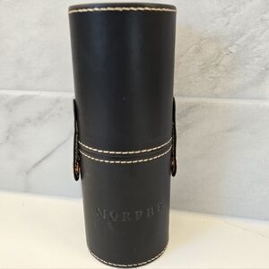 MORPHE Travel Makeup Brush Case ONLY Black Leather Snap Closure Logo Hard 7"